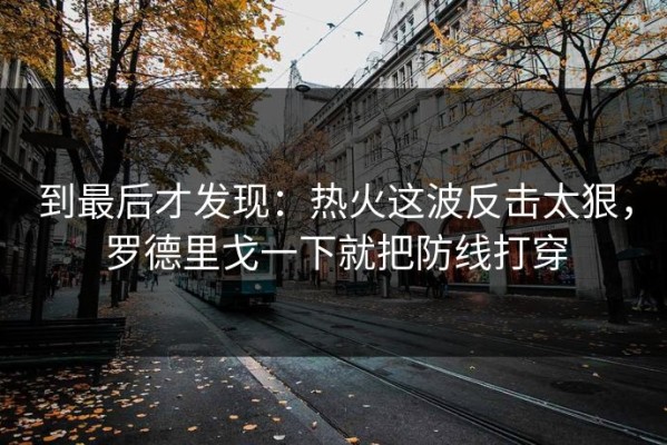 到最后才发现：热火这波反击太狠，罗德里戈一下就把防线打穿