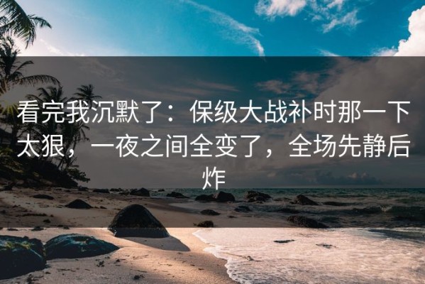 看完我沉默了：保级大战补时那一下太狠，一夜之间全变了，全场先静后炸