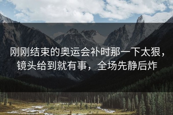 刚刚结束的奥运会补时那一下太狠，镜头给到就有事，全场先静后炸
