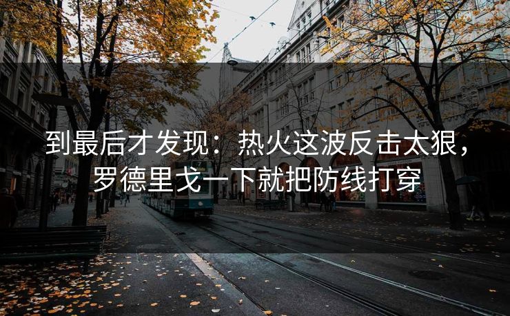 到最后才发现：热火这波反击太狠，罗德里戈一下就把防线打穿