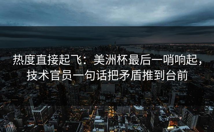 热度直接起飞：美洲杯最后一哨响起，技术官员一句话把矛盾推到台前