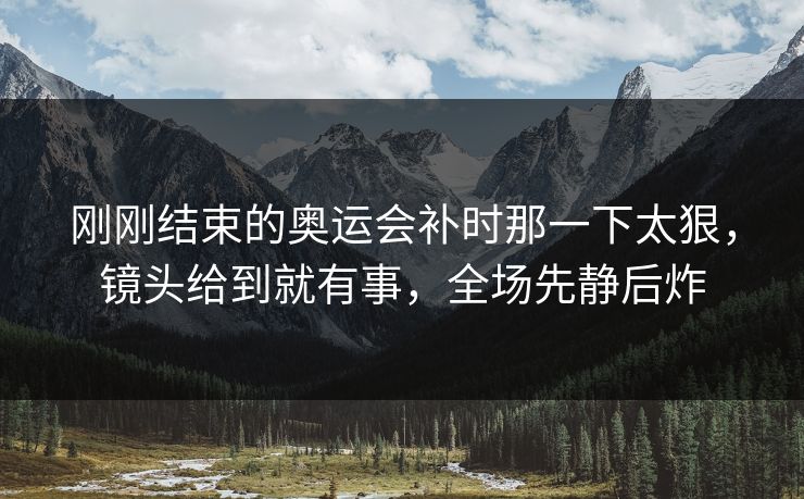 刚刚结束的奥运会补时那一下太狠，镜头给到就有事，全场先静后炸