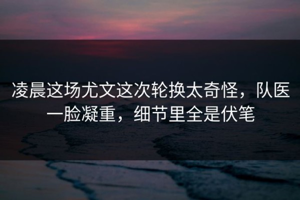 凌晨这场尤文这次轮换太奇怪，队医一脸凝重，细节里全是伏笔