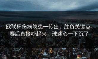 欧联杯伤病隐患一传出，胜负关键点，赛后直接吵起来，球迷心一下沉了