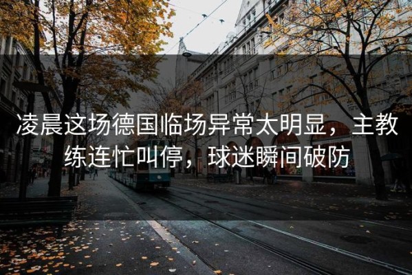 凌晨这场德国临场异常太明显，主教练连忙叫停，球迷瞬间破防