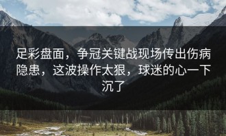 足彩盘面，争冠关键战现场传出伤病隐患，这波操作太狠，球迷的心一下沉了