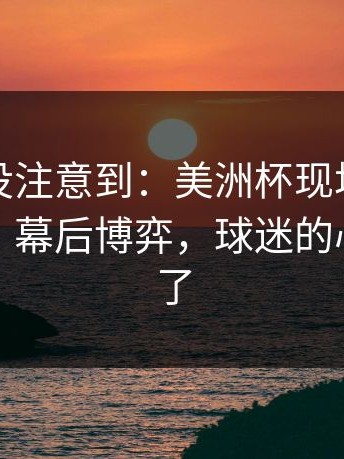 很多人没注意到：美洲杯现场传出伤病隐患，幕后博弈，球迷的心一下沉了