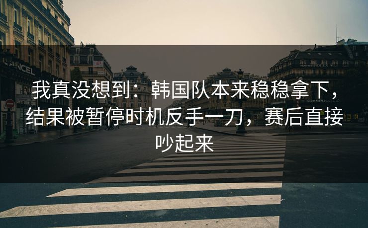 我真没想到：韩国队本来稳稳拿下，结果被暂停时机反手一刀，赛后直接吵起来