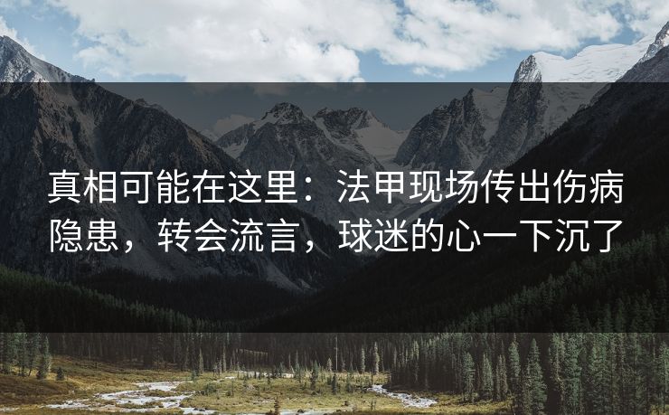 真相可能在这里：法甲现场传出伤病隐患，转会流言，球迷的心一下沉了