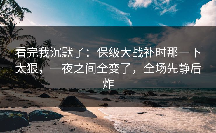 看完我沉默了：保级大战补时那一下太狠，一夜之间全变了，全场先静后炸
